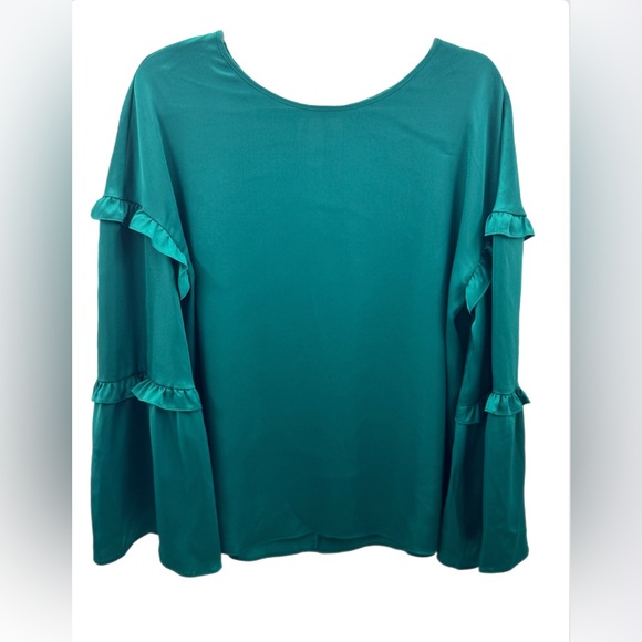 WORTHINGTON bold emerald ruffled sleeve - Picture 1 of 4